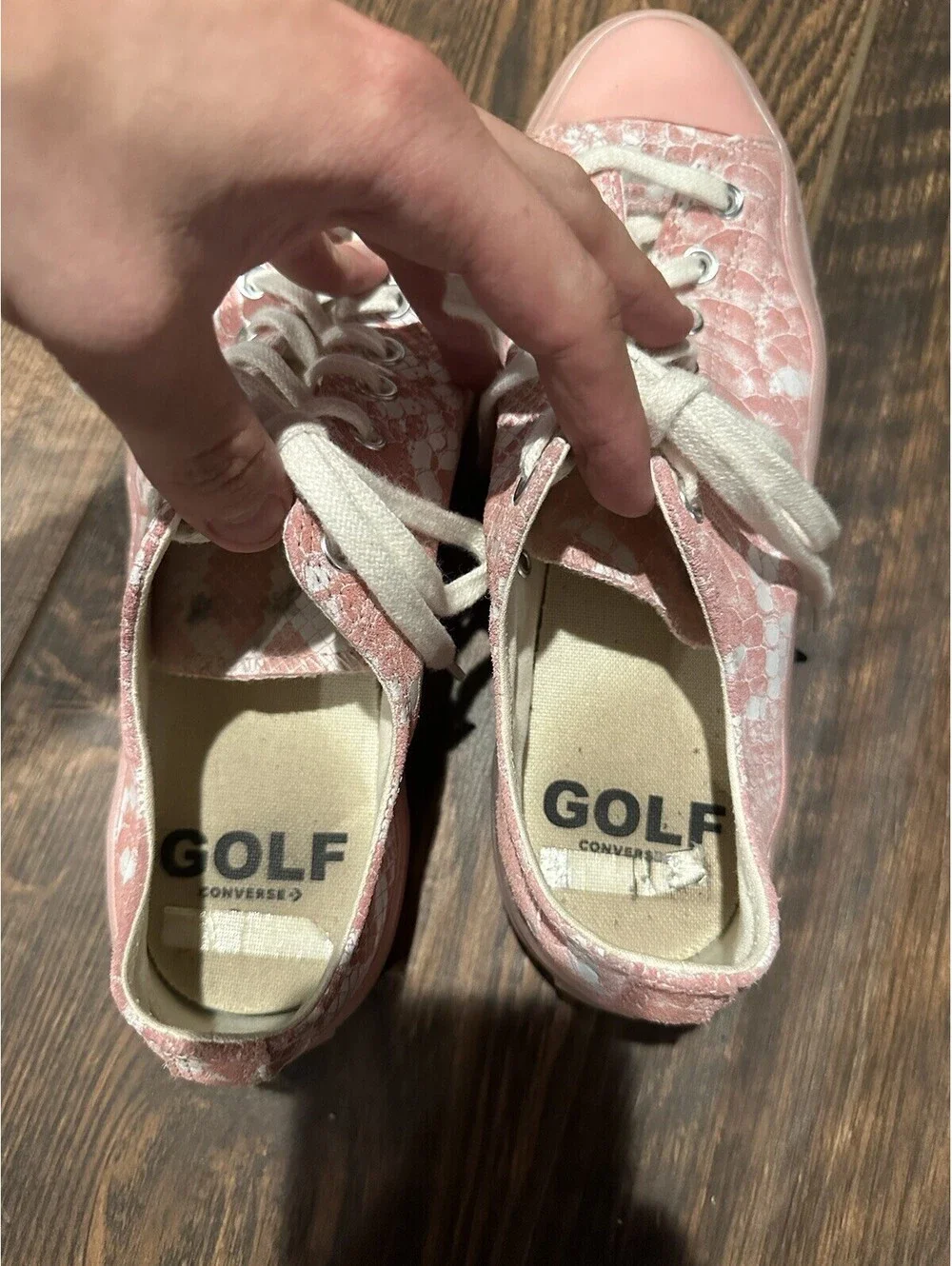 Converse Golf Le Fleur Pink Snake Skin Low Top Sneakers Size 10